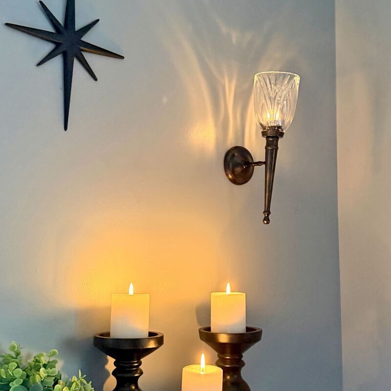 Wall Candle Sconce Bronze Finish Lead Crystal Glass 1175 In Metal Mount image number 7