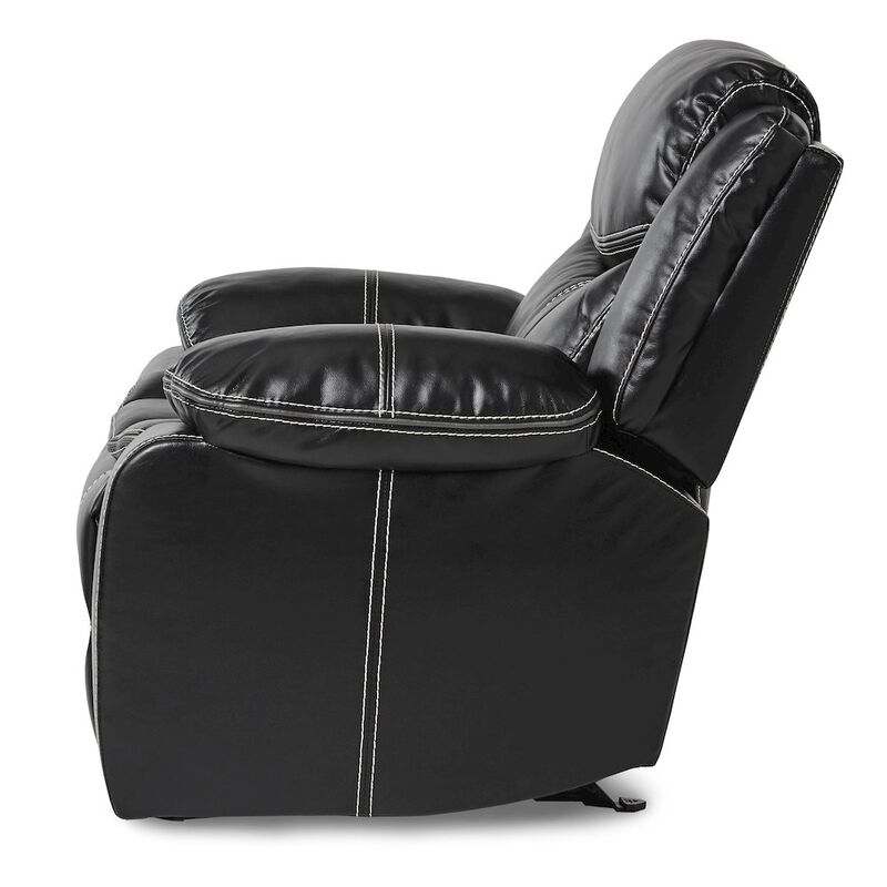 Lexicon Bastrop Faux Leather Glider Reclining Chair In Black Leather