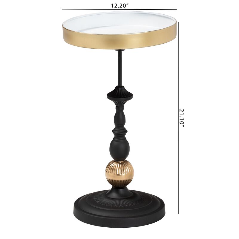 Baxton Studio Javion Modern Glam Round Accent Side Table &ndash; Black & Gold Metal End Table with Tray Top for Indoor or Semi-Outdoor Use image number 7