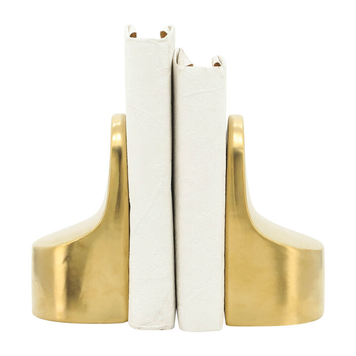 S/2 Ceramic Bookends, Gold