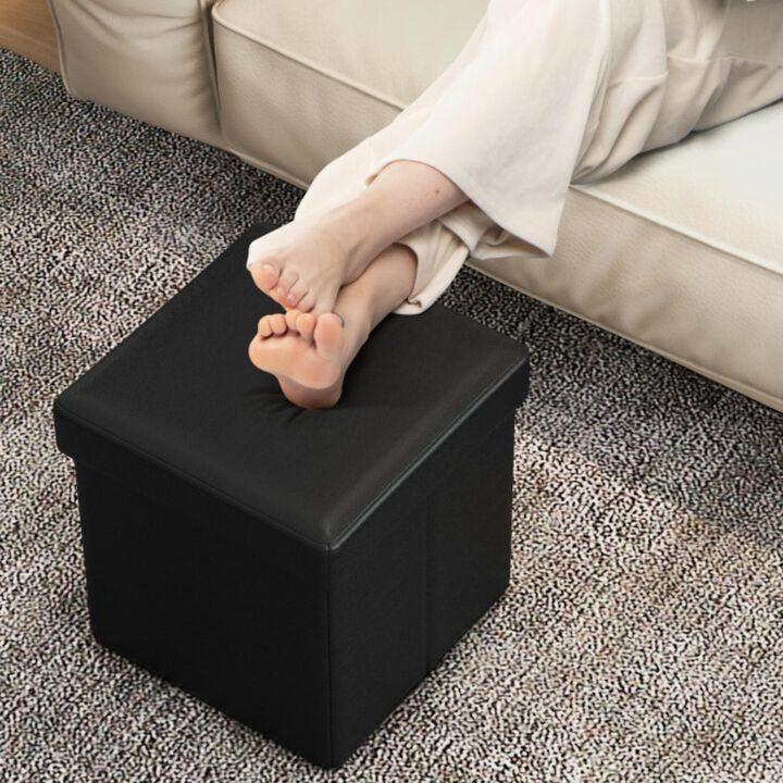Hivvago Upholstered Square Footstool with PVC Leather Surface for Bedroom