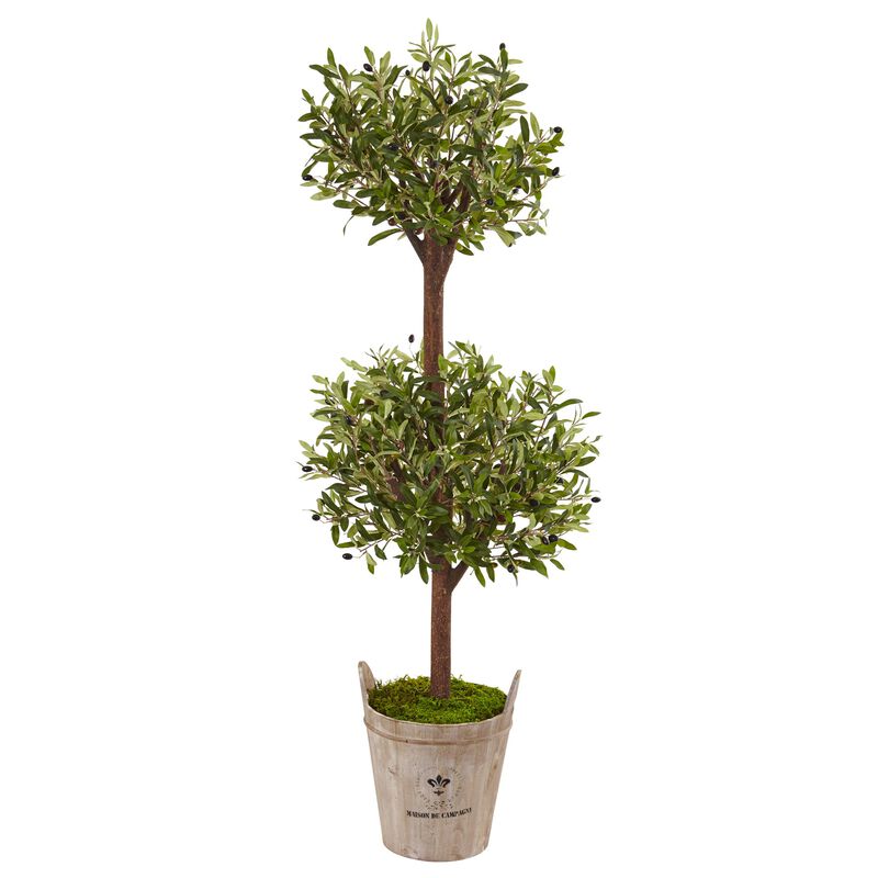 Hivvago 5 Feet Olive Tree in Farmhouse Planter
