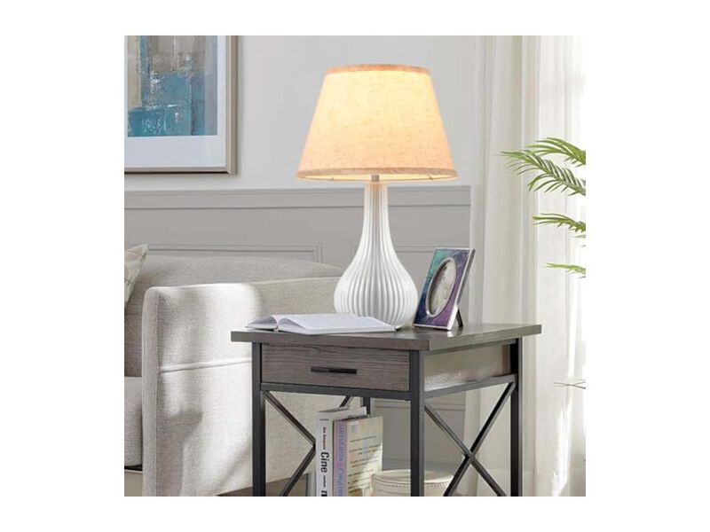 Modern Ceramic Desk Lamps Set Of 2 For Living Room Bedroom Nightstand White image number 1