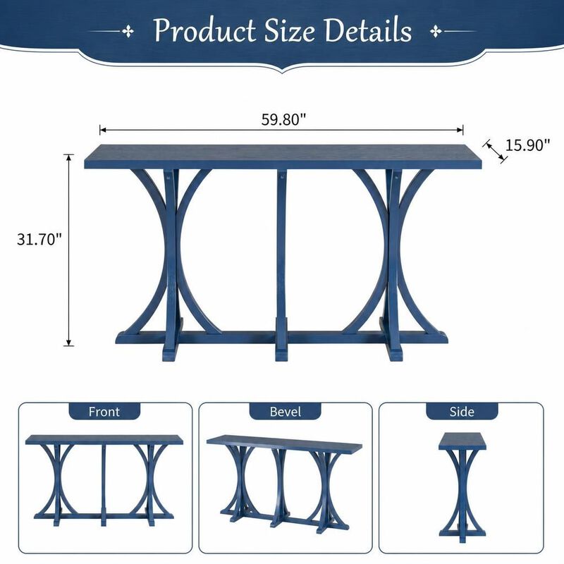 GOODSILO 59.8 Inch Farmhouse Wooden Console Table with Spacious Oak Veneer Tabletop for Entryway Living Room Hallway Behind Sofa image number 1
