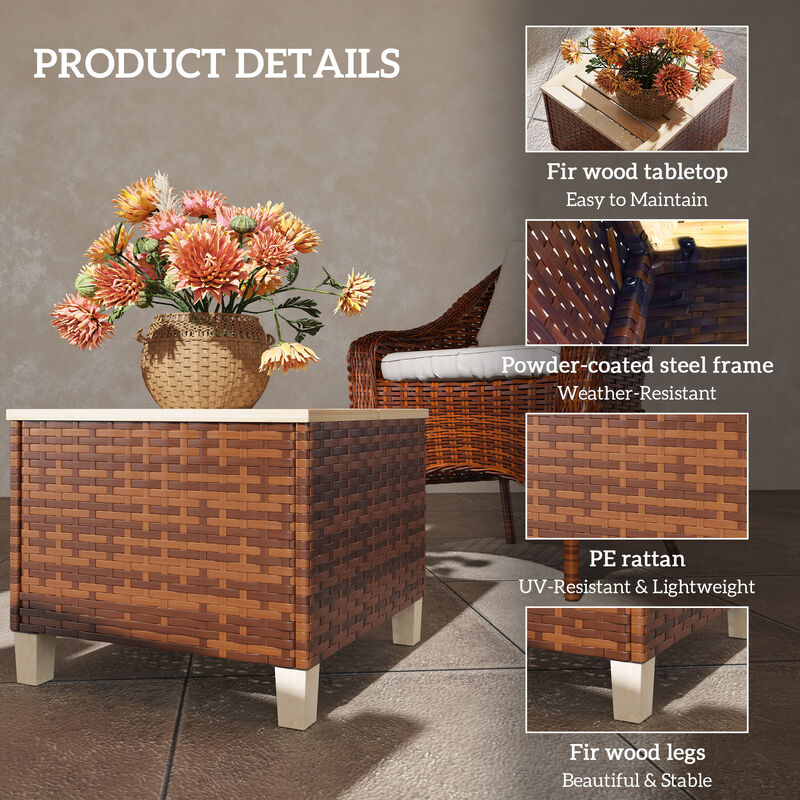 Hivvago Patio End Table with Fir Wood Legs image number 4