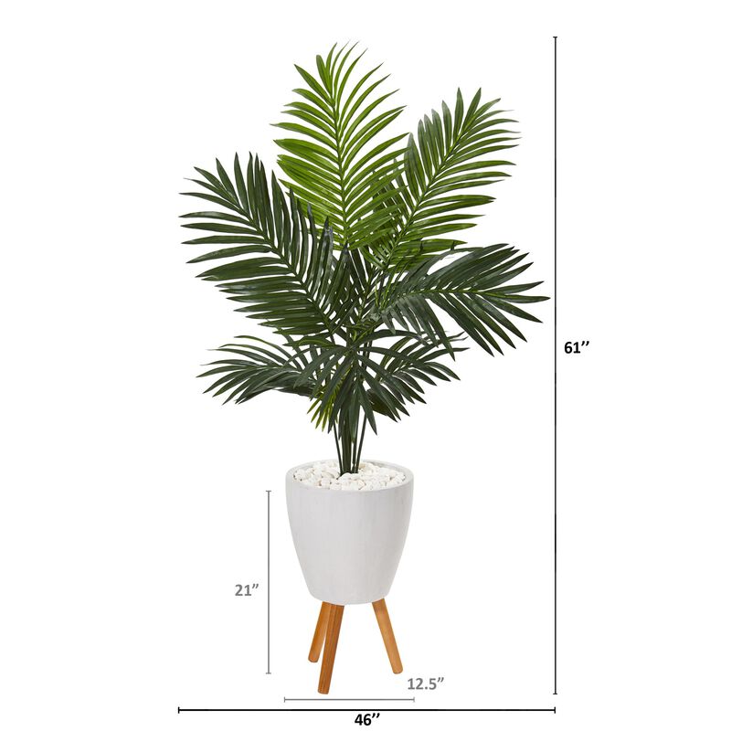 Hivvago 61 Inches Paradise Palm Artificial Tree in White Planter with Stand
