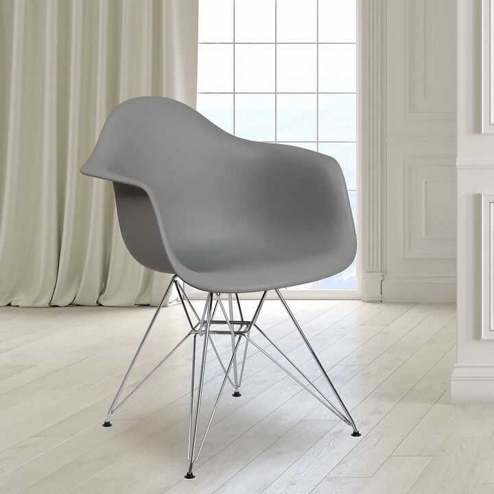 Flash Furniture Alonza Series Moss Gray Plastic Chair with Chrome Base