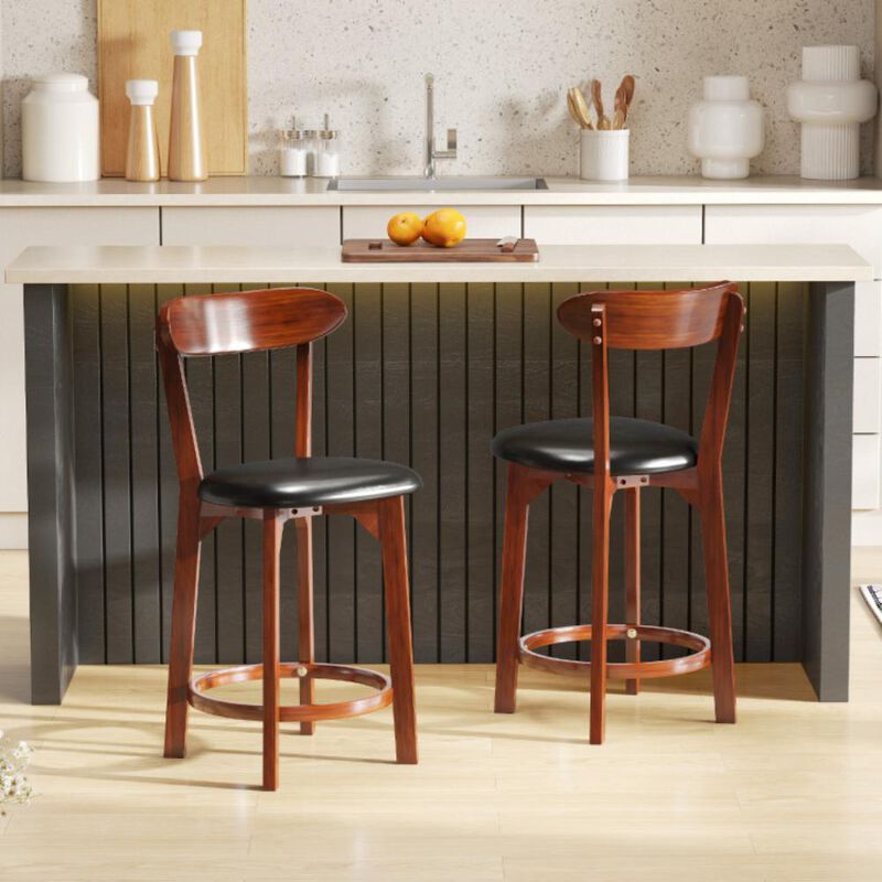 Hivvago Set of 2 Modern Armless Upholstered Cushioned Seat Island Dining Chairs for Kitchen