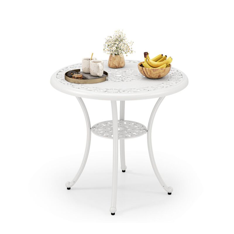 31.5" Round Cast Aluminum Patio Bar Table for 4 with 2" Umbrella Hole image number 7