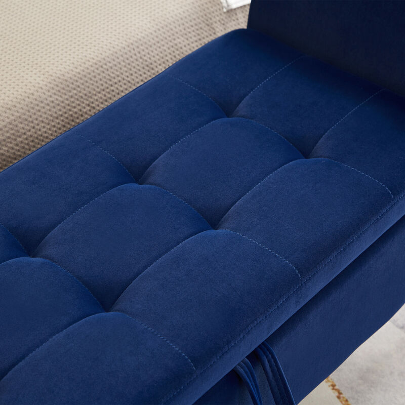 51.5" Bed Bench with Storage Navy Blue Velvet