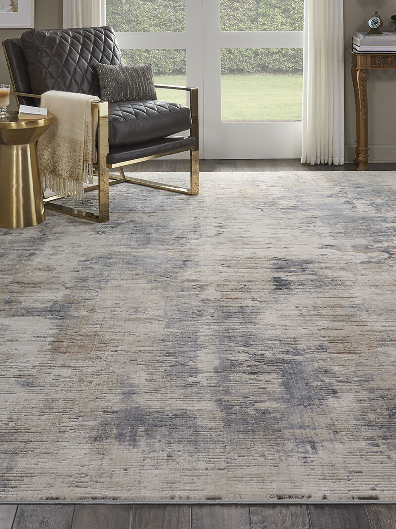 Rustic Textures RUS05 Beige/Gray 7&rsquo;10&rdquo; x Round Rug