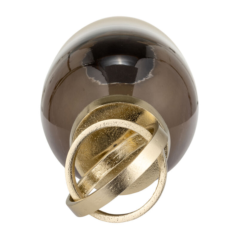 Glass,16",bottle W/sphere Lid,white/gold image number 2