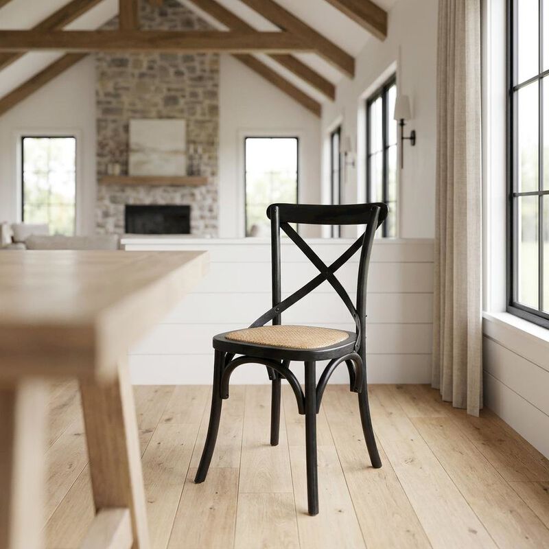Wood and Rattan Dining Side Chair with Cane Back for Dining Room, Harbor image number 4