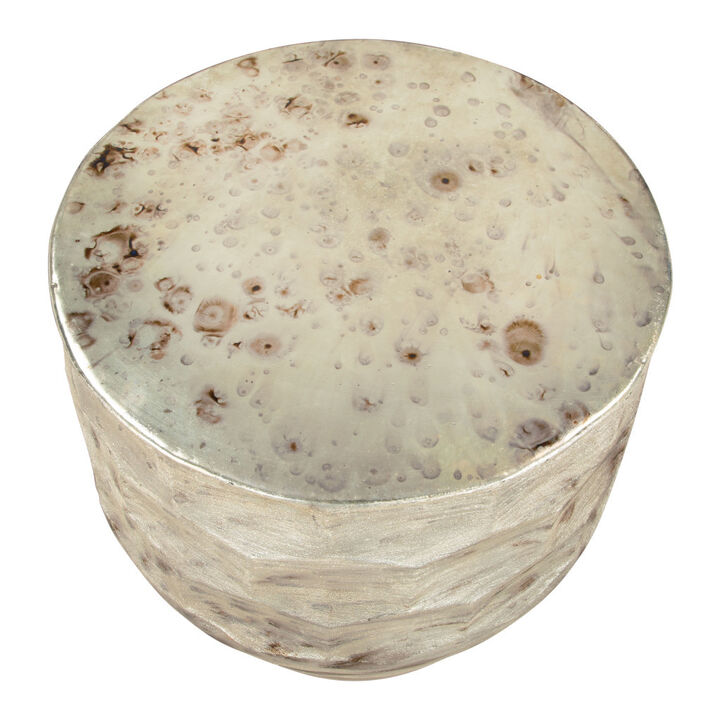 HomeRoots 22" Beige Iron Round Block End Table