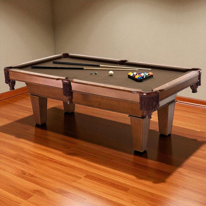 Home Recreation Pool Table with Wool Surface, 2 Cues, and Complete Billiards Set