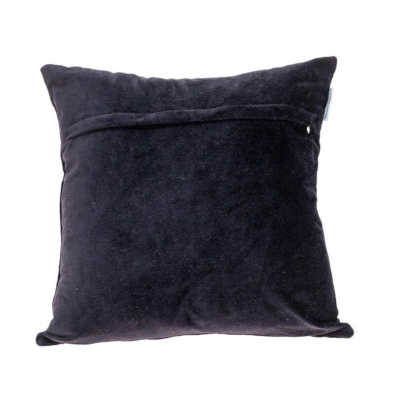 HomeRoots 18" Black and Silver Damask Velvet Throw Pillow With Beads image number 2