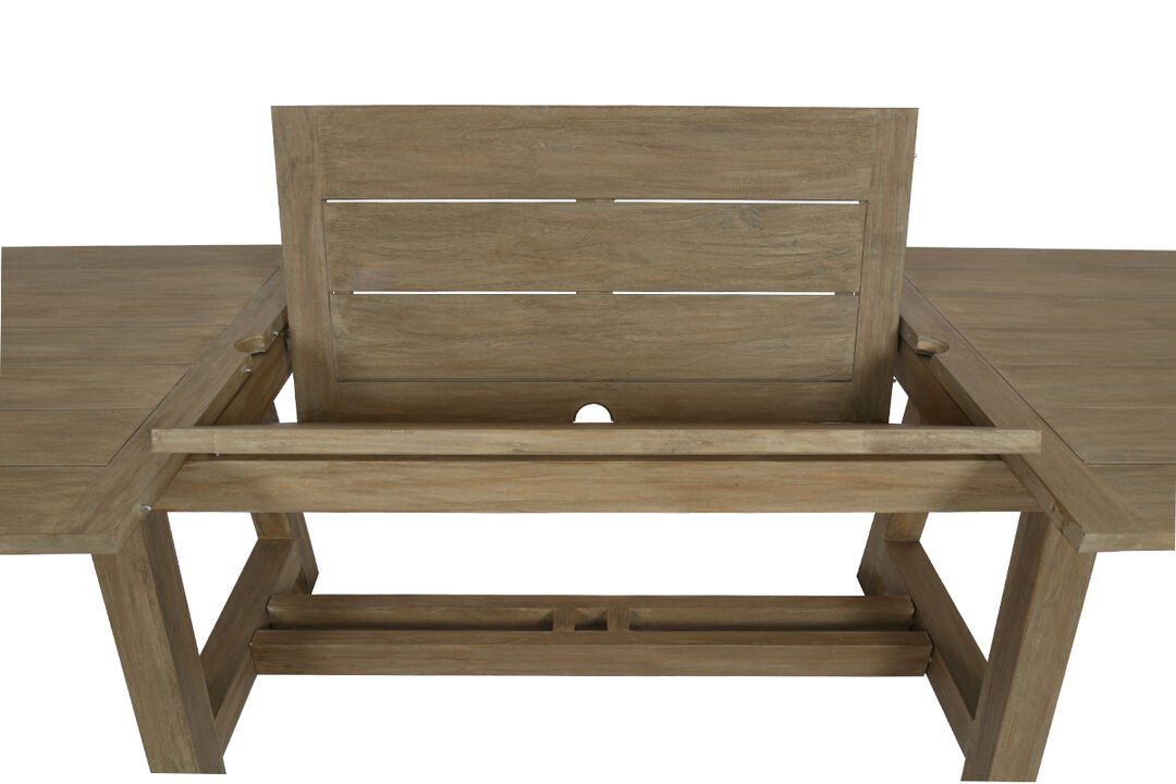 Coastal Teak Dining Table with Leaf Extension