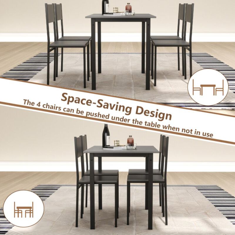 Hivvago 5 Piece Dining Table Set Industrial Style Kitchen Table and Chairs for 4