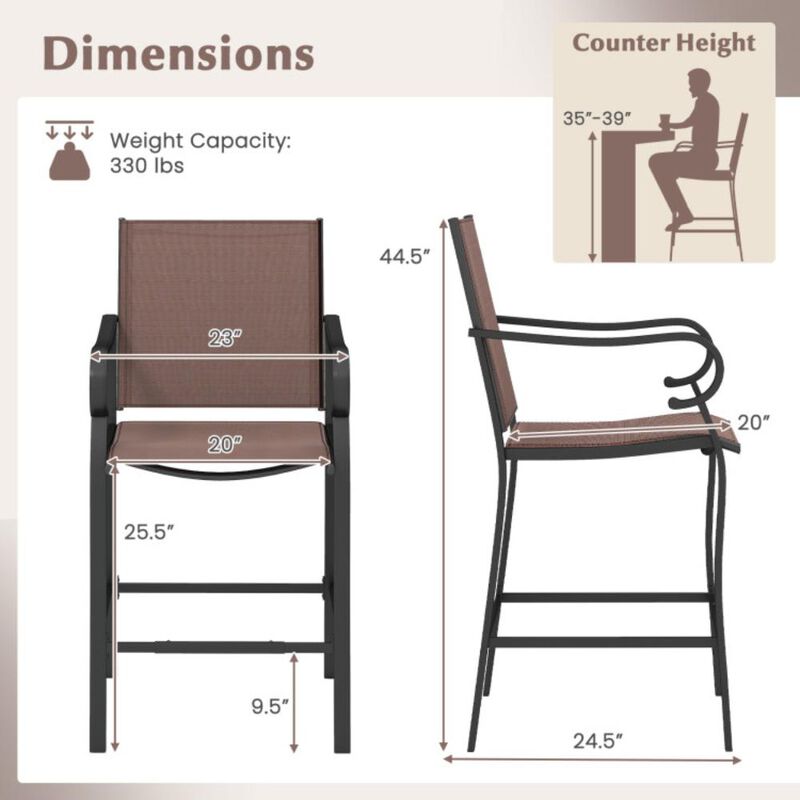 Hivvago Outdoor Counter Height Bar Stools with Breathable Mesh Fabric