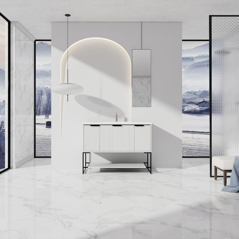 48 Inch Freestanding Bathroom Vanity With Resin Basin,48x18-BVA01148WH