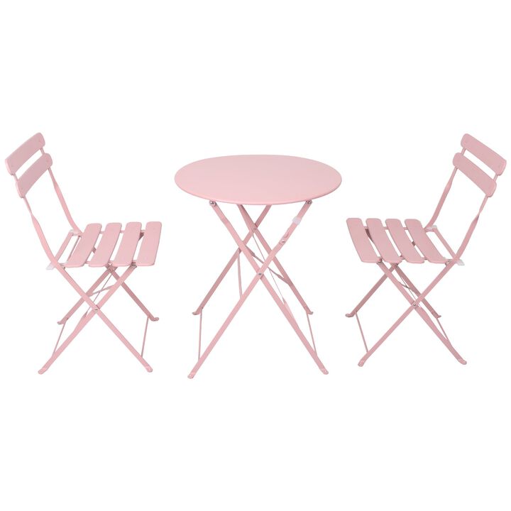 3 Pieces Patio Bistro Balcony Metail Chair Table Set