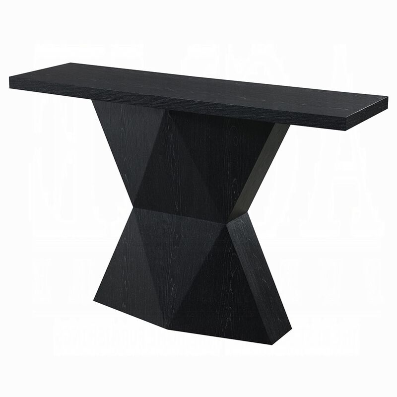 Kia Sofa Console Table, 47 Inch Top, Geometric Pedestal Base, Black image number 4