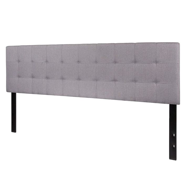 QuikFurn King size Modern Light Grey Fabric Upholstered Panel Headboard