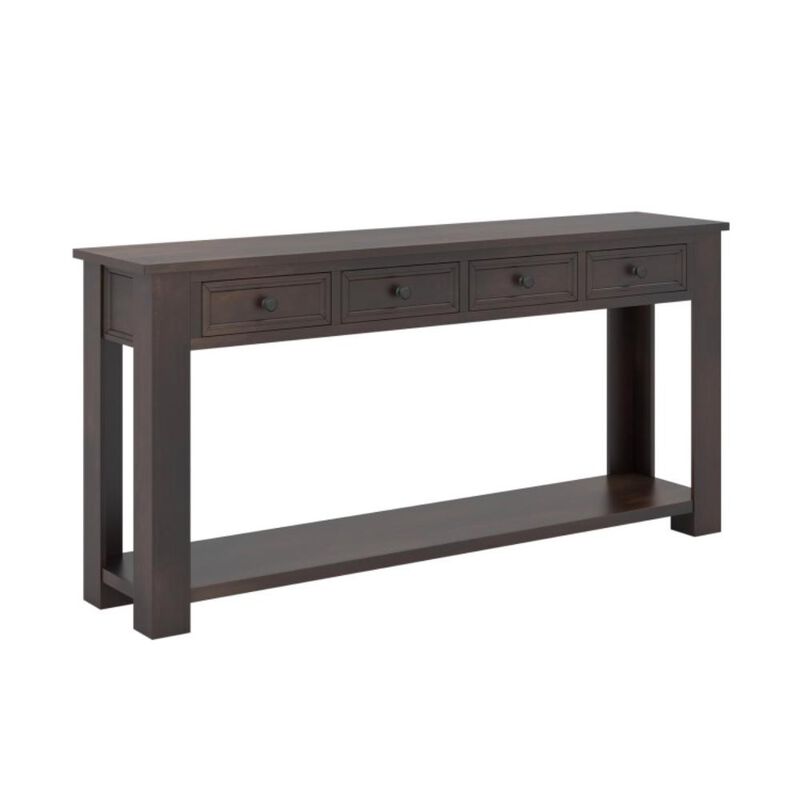 Hivvago 63 Inches Farmhouse Entryway Table with 4 Storage Drawers and Open Shelf
