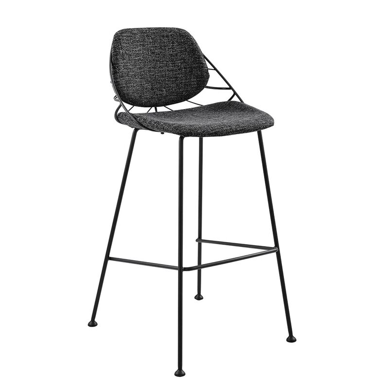 Hivvago Set of Two 30 Inch Black Steel Low Back Bar Height Bar Chairs