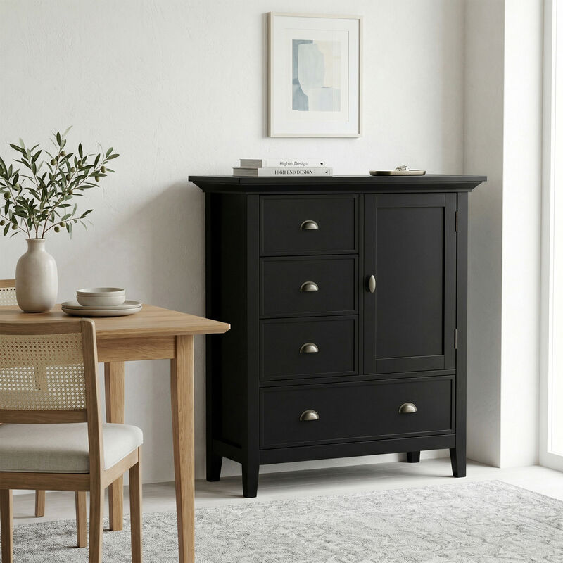 Redmond SOLID WOOD 39 inch Wide Transitional Medium Storage Cabinet in Black image number 1