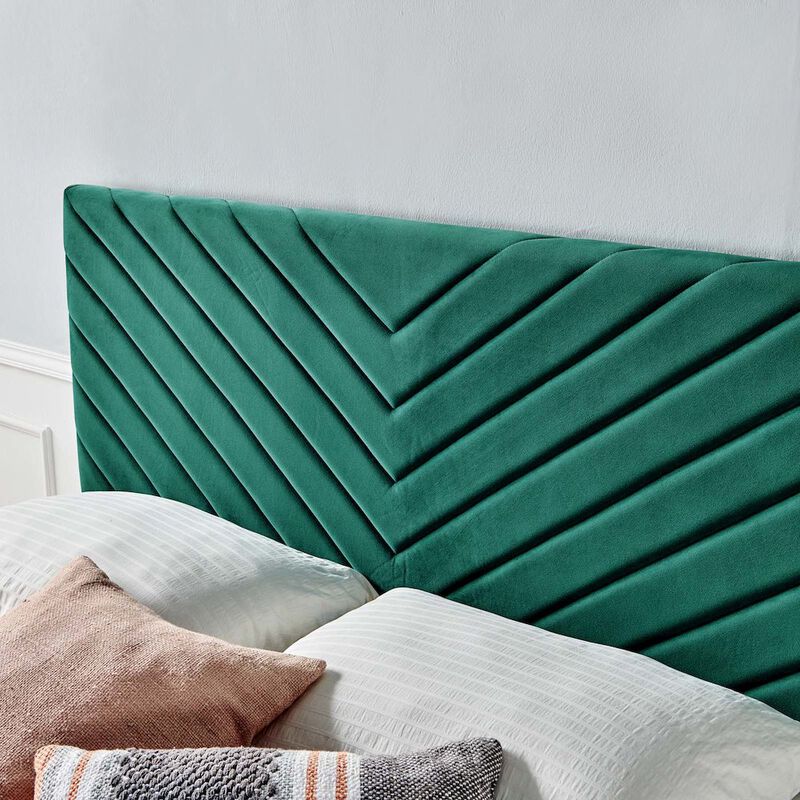 Modway Alyson Angular Channel Tufted Performance Velvet Twin Headboard, Teal image number 7