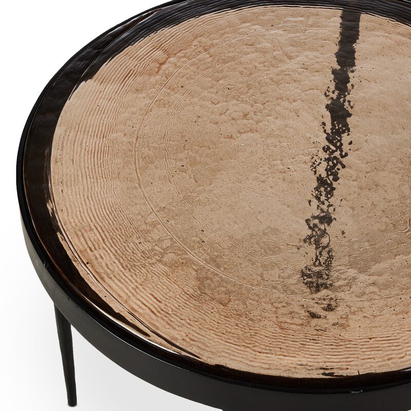 Yoko Small Smoked Brown Cast Glass Nesting Table