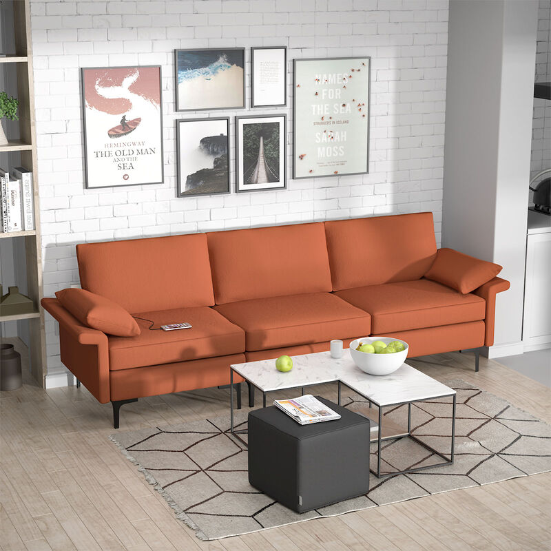 3-Seat Sectional Sofa with 2 USB Ports for 3-4 People Perfect for Modern Living Rooms image number 1
