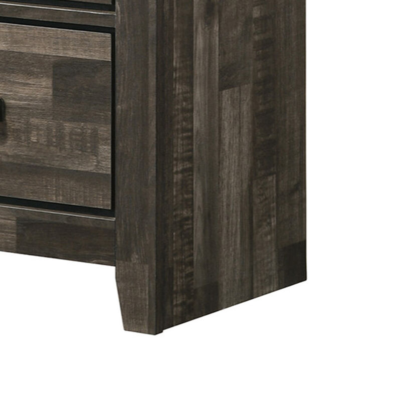 Nightstand with 2 Drawers and Butcher Block Design, Brown-Benzara