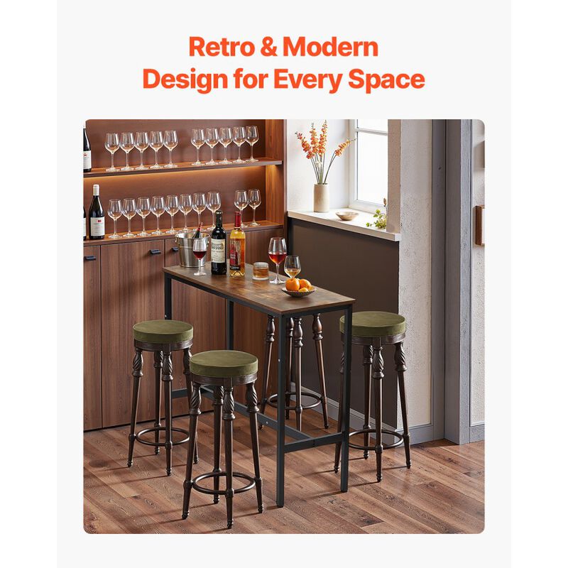 Narrow Bar Height Table with Sturdy Metal Frame, Long Pub Table for Dining or Party-Rustic Brown image number 8