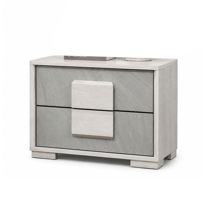 Nomi 4pc Queen Bedroom Set w LED Headboard, Stone Gray Drawers image number 2