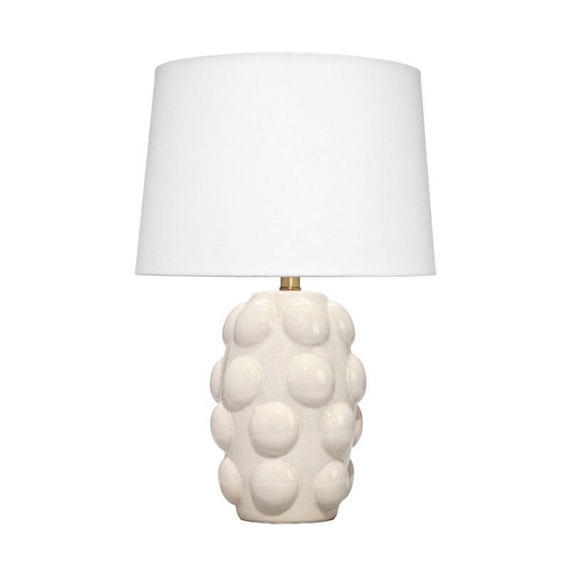 Lizy Accent Table Lamp, White Linen Shade, Bubble Ceramic Base 20 Inch