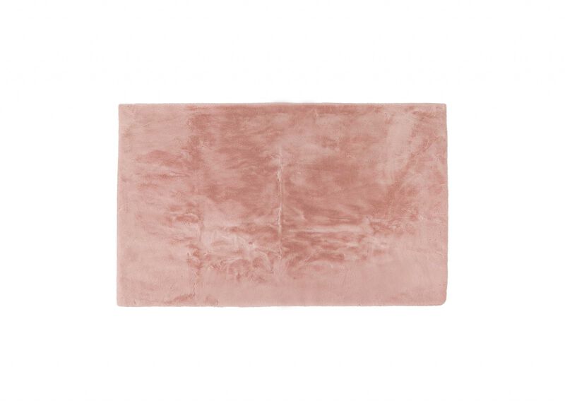 Luxe Faux Rabbit Fur Rectangular Rug 3' X 5'   - Blush Pink image number 0