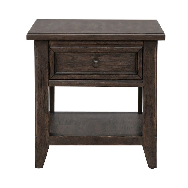 Liberty Furniture Rectangular End Table Traditional - Storage Drawer - Saddle Brown Oak Wood image number 2