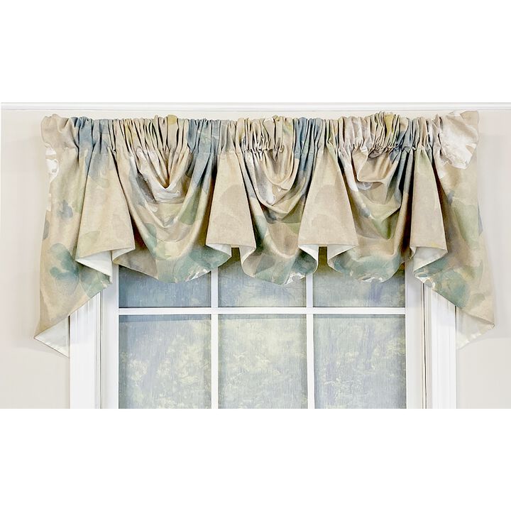 RLF Home Linen Floral 3-Scoop Empire Valance Natural. 3-Scoop 64"W x 25"L For windows up to 60"W