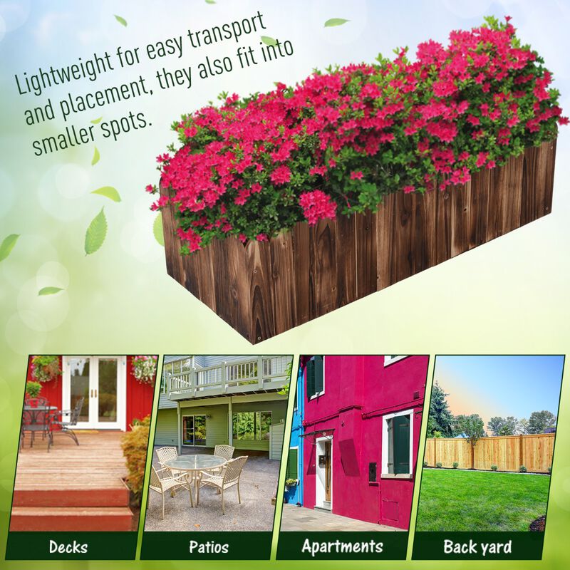 Hivvago Raised Garden Planter Box 40 x 16 x 12" Wooden Design image number 5