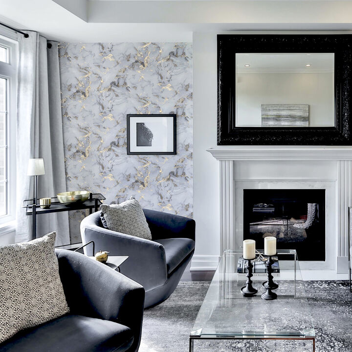 Merrick Grey Marble Wallpaper