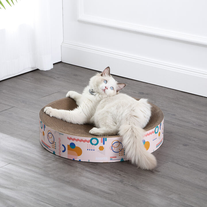 Nelson Modern Cardboard Round Bowl Cat Scratcher with Catnip