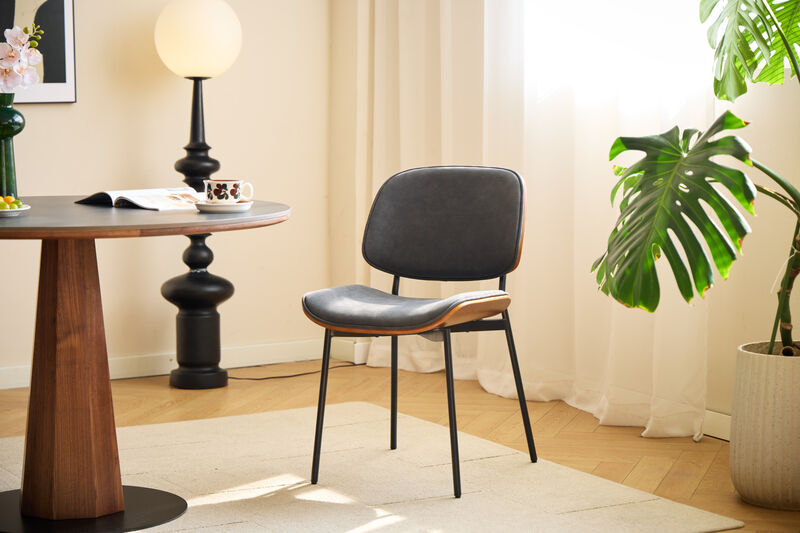 Set of 2 Industrial Metal Wood Dining Chairs