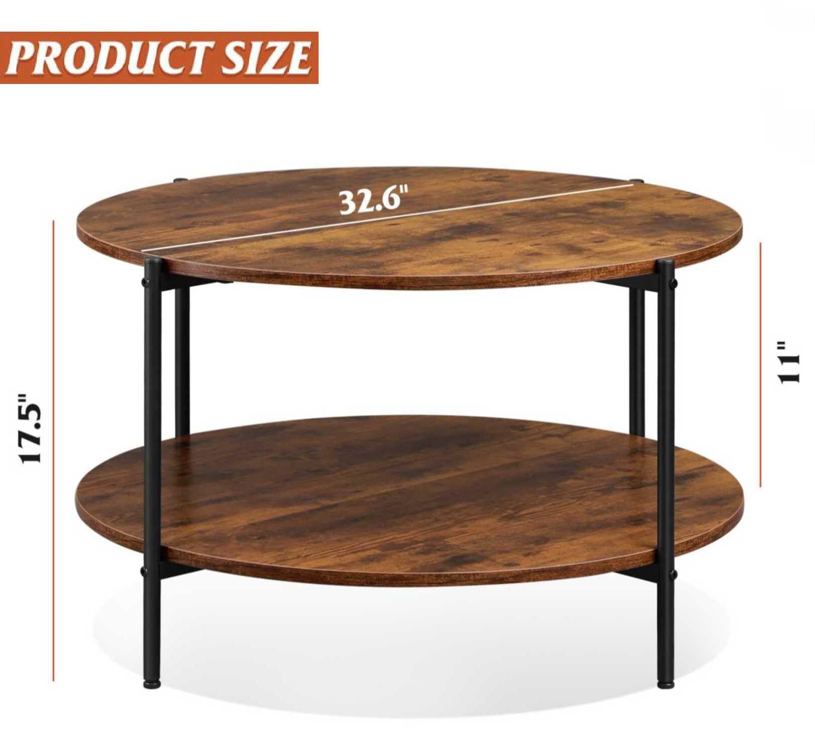 WLIVE Round Coffee Table, 32.6