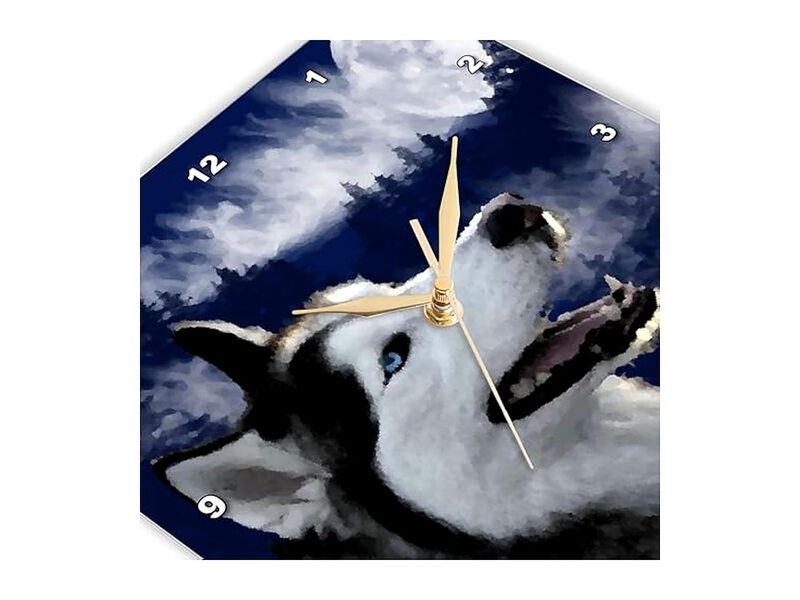 Blue Eyed Alaskan Husky Wall Clock 10 Inch Home Decor image number 3