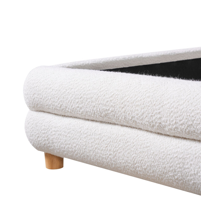 Christopher Knight Home Paul Boucle Upholstered Bed with Thick Curved Headboard Design image number 7