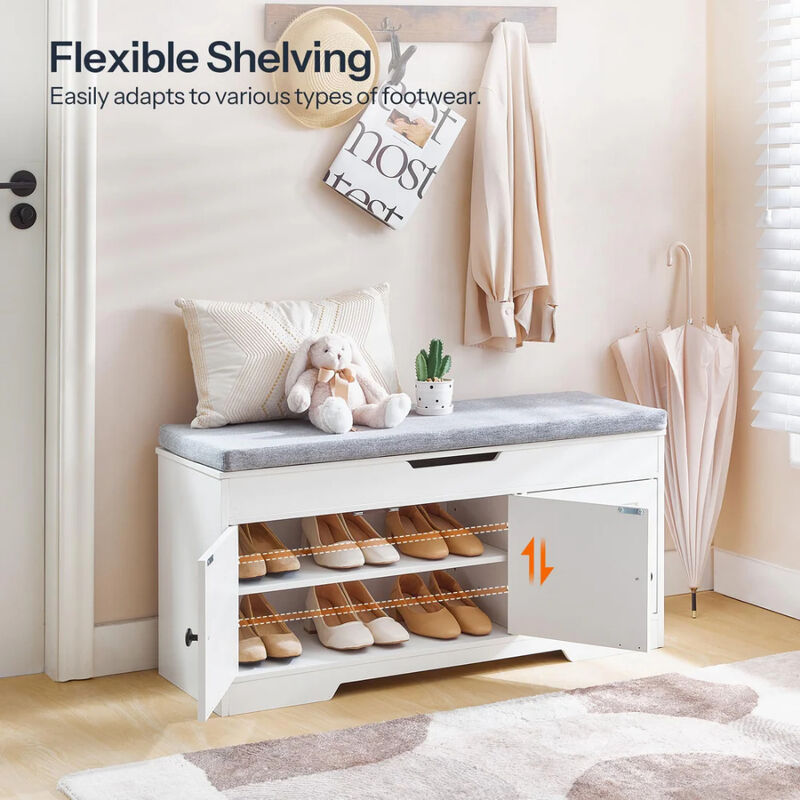 3-Tier Wooden Shoe Storage Bench for Entryway, Long Shoe Organizer image number 5