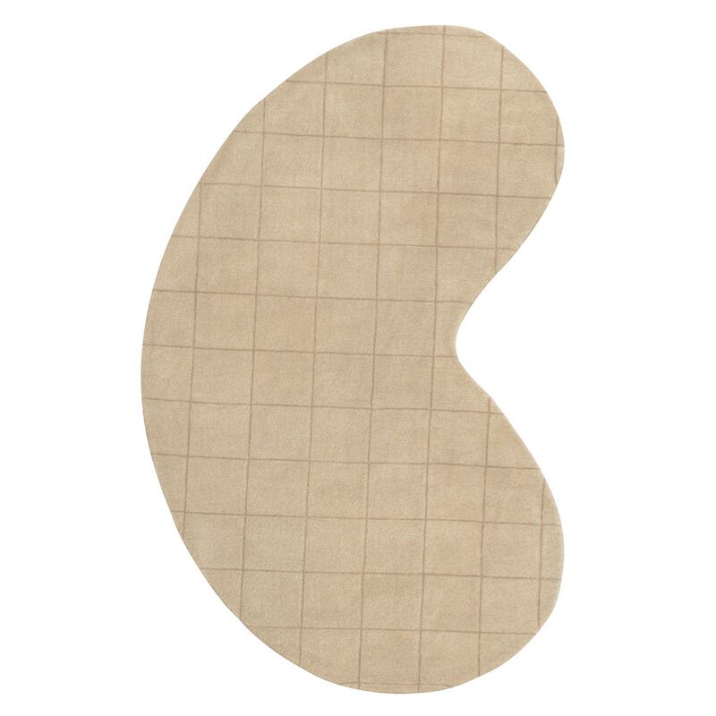 Bean Modern Plaid Grid Handwoven Wool Beige/Light Brown Area Rug