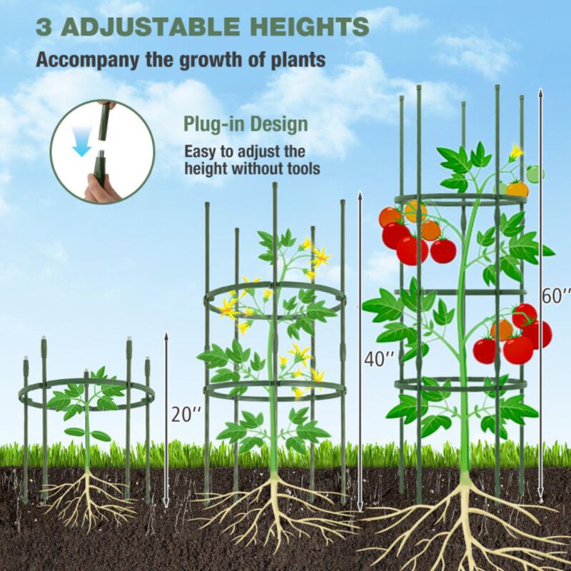 Hivvago 3 Pack 60 inch Adjustable Tall Plant Support Trellis for Climbing Plants